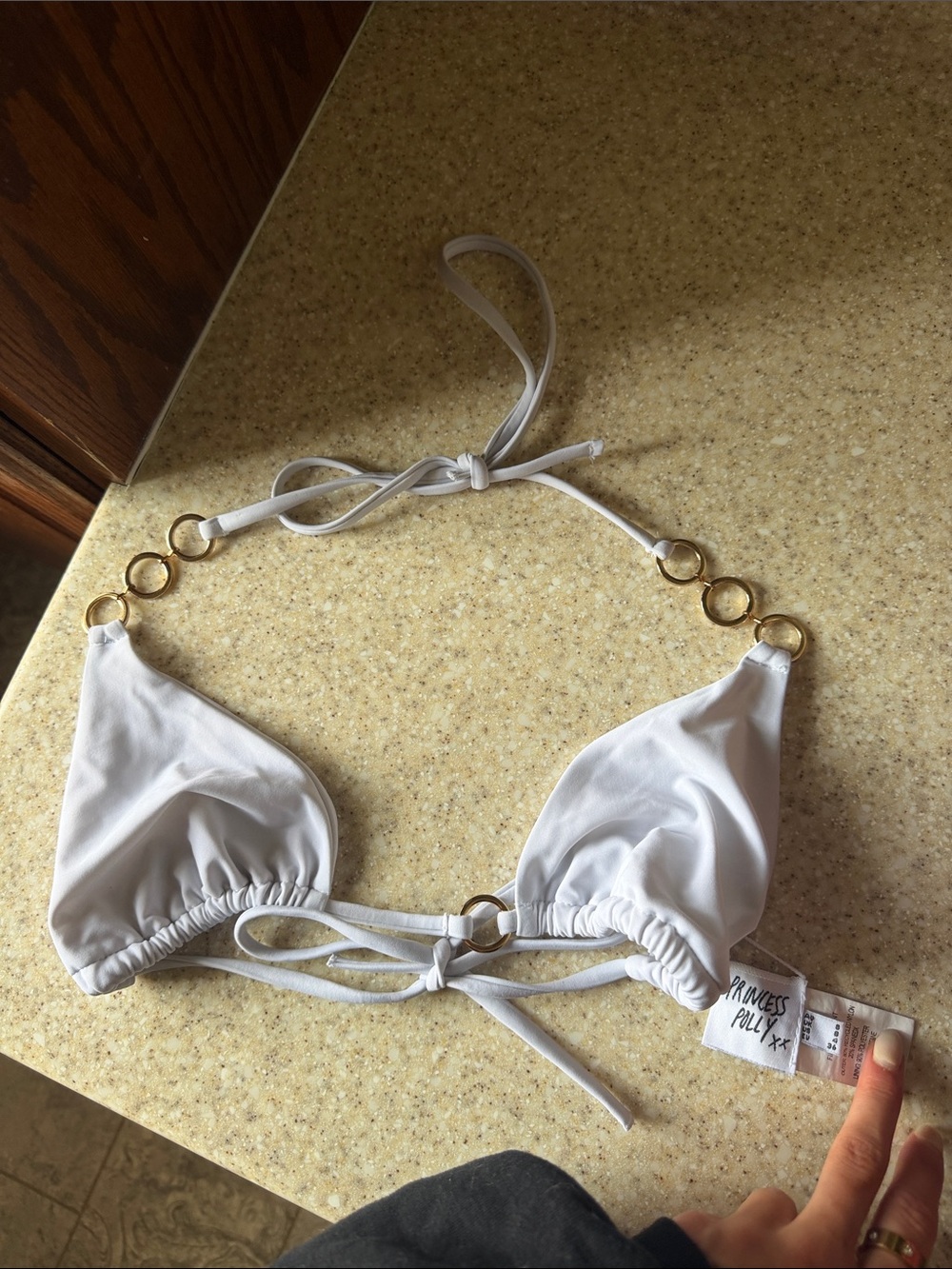 Princess Polly White Ring-Accent Triangle Bandeau Top